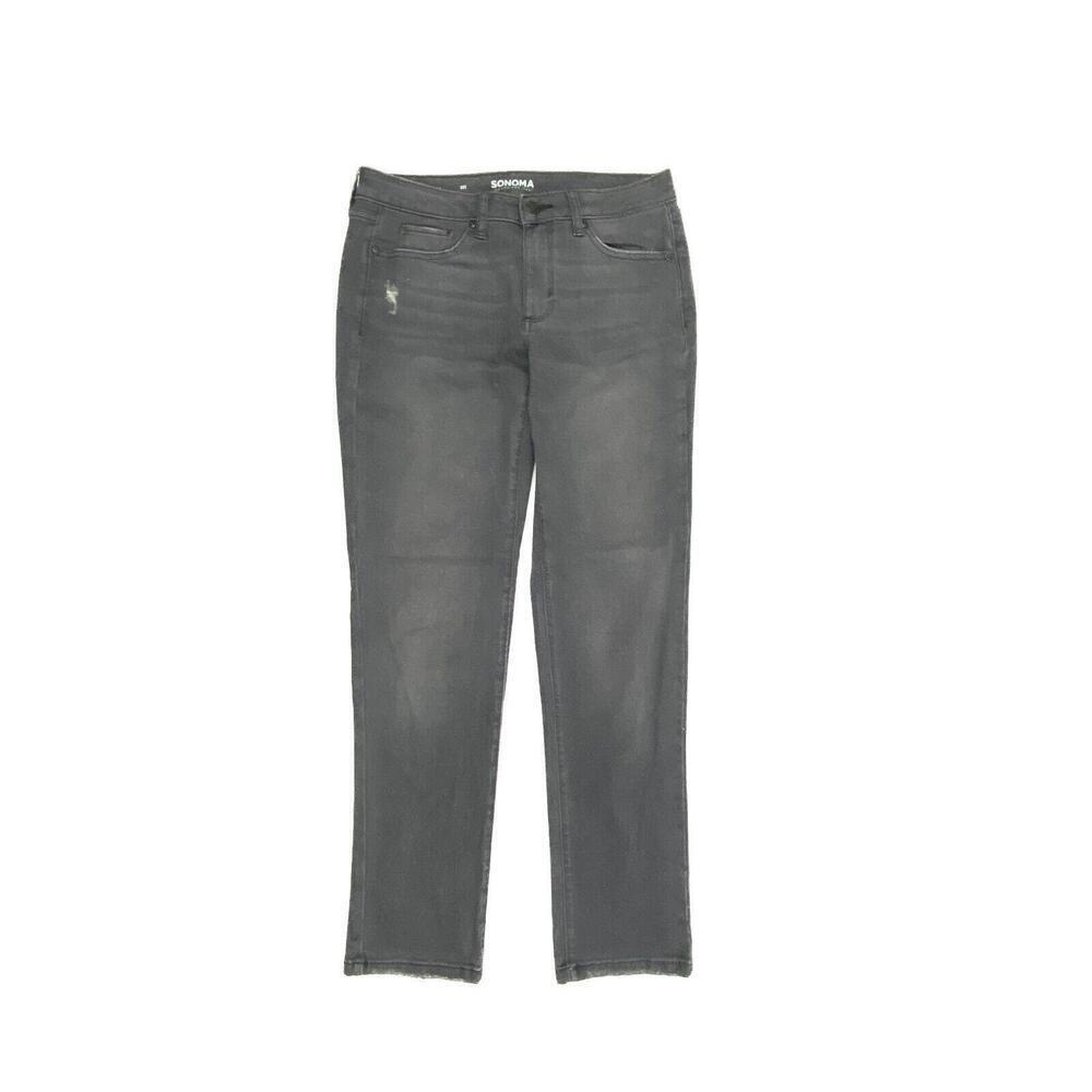Sonoma Straight Distressed Women's size 8 Gray Denim Jeans